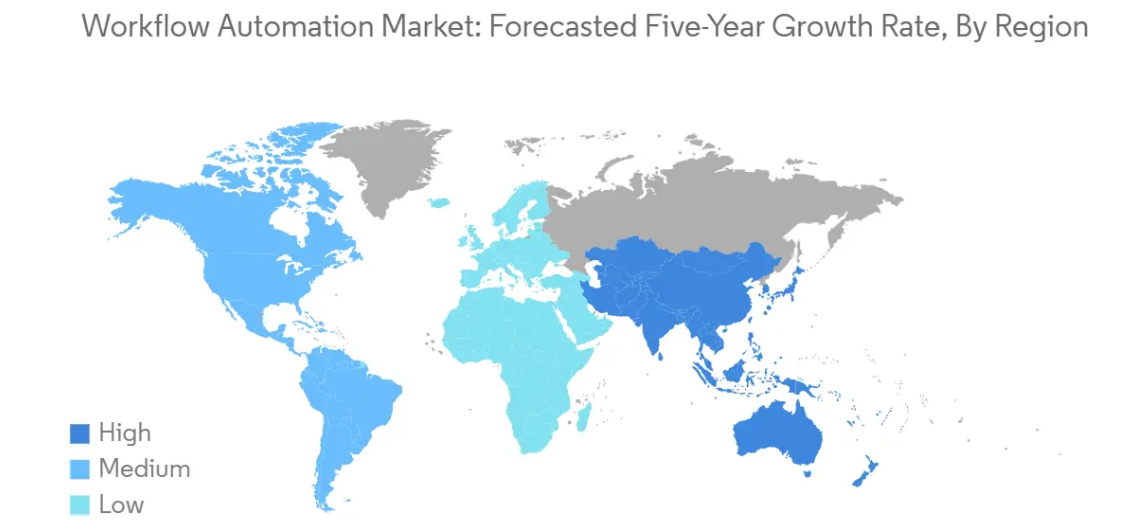 Market Analysis of Workflow Automation Market: Forecasted Growth Rate by Region